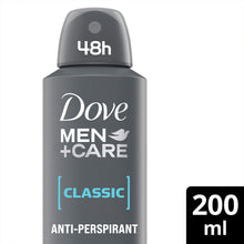 Load image into Gallery viewer, Dove Men+Care Classic Antiperspirant Deo Spray for 48H Protection 200ml, 12 Pack
