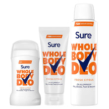 Load image into Gallery viewer, Sure Whole Body Fresh Citrus Bundle Spray, Stick &amp; Cream AluminiumFree for Women