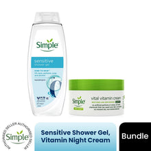 Load image into Gallery viewer, Simple Night Cream 50ml &amp; Sensitive Shower Gel Bundle