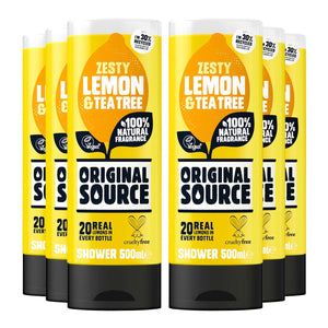 Original Source Vegan Shower Gel with 100% natural Fragrance 500ml, 6 Pack