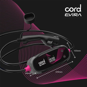 Cord EVIRA Professional 10m Portable EV Charger 2.3kW to 22kW w/ UK adaptor kit