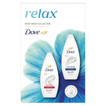 Load image into Gallery viewer, Dove Relax Duo Body Wash , Velvet Glow &amp; Nourishing, Gentle &amp; Moisturising Set