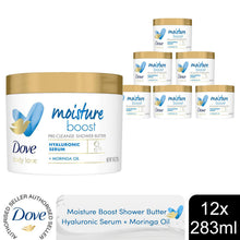 Load image into Gallery viewer, Dove Body Love Moisture Boost Pre-Cleanse Shower Butter w/ Moringa Oil, 12x283ml