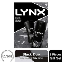 Load image into Gallery viewer, Lynx Black Body Wash 225ml &amp; Body Spray 150ml 2Pcs Gift Set for Him