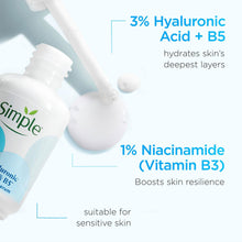 Load image into Gallery viewer, Simple Hydrate+ Serum 3% Hyaluronic Acid + B5 Moisture Boost 30ml, 3 Pack