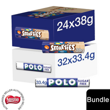 Load image into Gallery viewer, Nestle Chocolate Tubes, Smarties Milk 24x38g &amp; Polo Sugar Free Mint 32x33.4g
