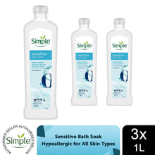 Load image into Gallery viewer, 3x Simple Kind to Skin Sensitive Bath Soak Hypoallergenic, 1L