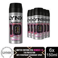 Load image into Gallery viewer, Lynx Limited FIFA No 10 Deodorant Anti-Perspirant Spray 72H Protection 150ml,6pk