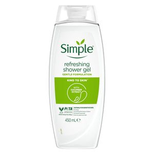 Simple Kind to Skin Refreshing Shower Gel with Gentle Formulation 450ml, 3 Pack