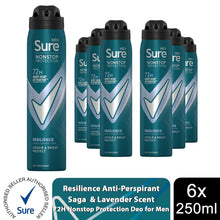 Load image into Gallery viewer, Sure Men Resilience Deodorant Spray with 72H Nonstop Protection 250ml, 6 Pack