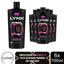 Load image into Gallery viewer, Lynx FIFA Limited Edition Number 10 Body Wash 3-in-1 Shower Gel XL 700ml, 6pk
