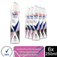 Load image into Gallery viewer, Sure Women Antiperspirant 72H Nonstop Protection Invisible Pure Deodorant, 6x250ml