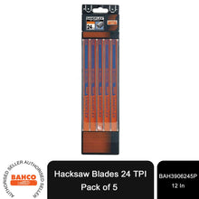 Load image into Gallery viewer, Bahco 3906245P Sandflex Bi-Metal Handsaw Blades of 12 Inch &amp; 24 TPI, Set of 5