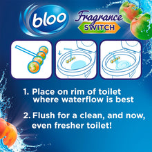 Load image into Gallery viewer, Bloo Toilet Rim Blocks Fragrance Switch Juicy Peach &amp; Sweet Apple Premium, 50g