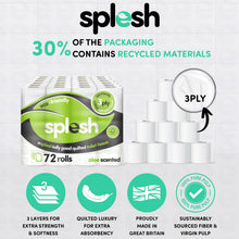 Load image into Gallery viewer, Splesh by Cusheen Quilted Luxury Aloe Vera 3 Ply Toilet Tissue Paper 72 Rolls