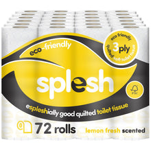 Load image into Gallery viewer, Splesh Quilted Luxury Fresh Lemon Fragrance 3 Ply Toilet Tissue Paper 72 Rolls