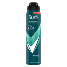 Load image into Gallery viewer, Sure Men Anti-Perspirant 72H Nonstop Protection Sensitive Deodorant, 6x250ml