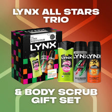 Load image into Gallery viewer, LYNX All Stars Trio &amp; Body Scrub Gift Set 3 piece, Choose Your Pack Size 1,2,3 or 4