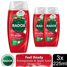 Load image into Gallery viewer, 3x Radox Mineral Therapy Shower Gel Feel Ready w/ Pomegranate&amp;apple Scent, 225ml