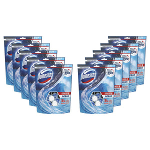10x Domestos Power5 Ocean ToiletRimBlocks for LongLasting Protection 55g,Pk of 5
