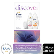 Load image into Gallery viewer, Dove Discover Bodywash Collection 2 Pieces Gift Set for Her with Shower Puff