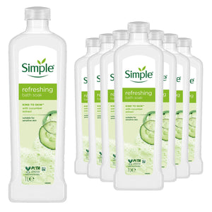 12x Simple Kind to Skin Refreshing Bath Soak Cucumber Extract Sensitive Skin, 1L