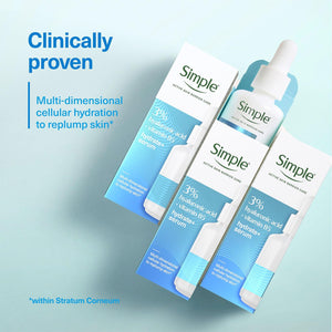 Simple Hydrate+ Serum 3% Hyaluronic Acid + B5 Moisture Boost 30ml, 3 Pack