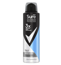 Load image into Gallery viewer, Sure Men Maximum Protection 96H Antiperspirant Deodorant Clean Scent 150ml, 12pk