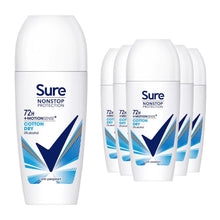 Load image into Gallery viewer, 6x Sure Women Motion Sense AP Deodorant Roll-on 72H Nonstop, Cotton Dry, 50ml