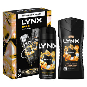 Lynx Gold Duo Gift Set , Body Wash and Deodorant with Oud and Vanilla Scent