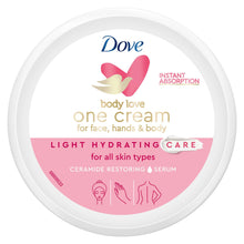Load image into Gallery viewer, Dove Light Hydrating Care One Cream for Face,Hands &amp; Body for All Skin 250ml,3pk