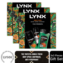 Load image into Gallery viewer, Lynx Jungle Fresh THE TRIFECTA BodyWash, Spray &amp; Antiperspirant Gift Set for Him
