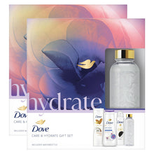 Load image into Gallery viewer, Dove Care &amp; Hydrate Bath &amp; Body 3 Pieces Gift Set for Her with Water Bottle