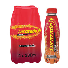 Load image into Gallery viewer, Lucozade Energy Original &amp; Orange Sparkling Energy Drink 3 Pack of 380ml