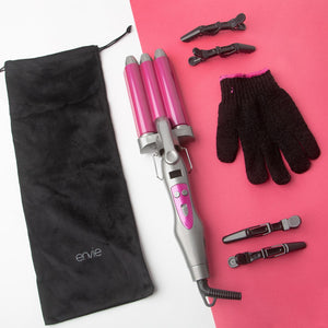 Envie 3 Barrel Hair Waver Curling Tongs with Multiple Heat Settings up to 200°C