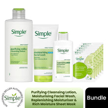 Load image into Gallery viewer, Simple Rich Moisturiser Cleanser Lotion &amp; Sheet Mask Bundle