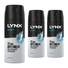 Load image into Gallery viewer, Lynx Ice Chill Anti-Perspirant Aerosol Deodorant Spray 72H Protection 150ml, 3pk