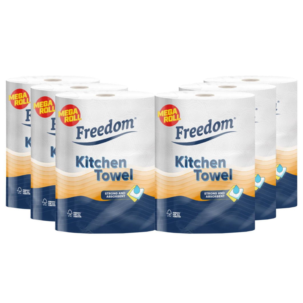 Freedom Rhino Jumbo Luxury Kitchen Towel Rolls, Super Strong & Absorbent 6 Rolls