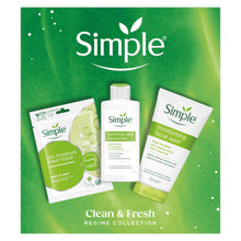 Load image into Gallery viewer, Simple Gift Set Clean &amp; Fresh Regime Face Wash Mask Moisturiser Skincare Trio