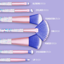 Load image into Gallery viewer, Cosmic Makeup Brush Set 7 Piece Pink Purple Liquid Glitter Handle Beauty Kit