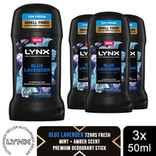 Load image into Gallery viewer, Lynx Deodorant Stick Blue Lavender with 72Hrs Freshness 50ml, 3 Pack