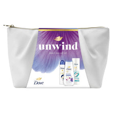 Load image into Gallery viewer, Dove Unwind Beauty Bag Gift Set - Anti-Stress Bodywash, Deodorant &amp; Lotion