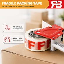Load image into Gallery viewer, Fragile Tape 48mm x 66m Packing Tape for Parcels &amp; Boxes, 24 Rolls