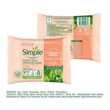 Load image into Gallery viewer, Simple Cleansing Face Wipes 3 Pack Protect N Glow Vitamin C Brightening 25 Wipes