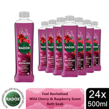 Load image into Gallery viewer, 24x Radox Mineral Therapy Feel Revitalised Bath Soak w/ Cherry &amp; Raspberry,500ml