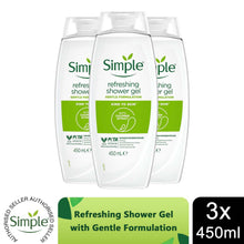 Load image into Gallery viewer, Simple Kind to Skin Refreshing Shower Gel with Gentle Formulation 450ml, 3 Pack