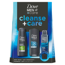 Load image into Gallery viewer, Dove Men+Care Cleanse+Care Gift Set with Bodywash, Deodorant &amp; Shampoo
