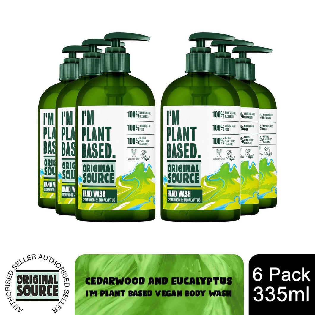Original Source Hand Wash I'm Plant Based Cedarwood and Eucalyptus 335ml, 6 Pack