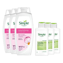 Load image into Gallery viewer, Simple 12H Moisturiser &amp; Shower Cream 450ml 3-Pack Bundle