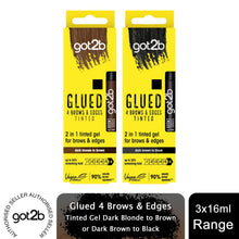 Load image into Gallery viewer, Got2b GEL Glued B&amp;E Tint Dark Brown or Black Strong Hold &amp; Flyaway 16ml, 3 Pack